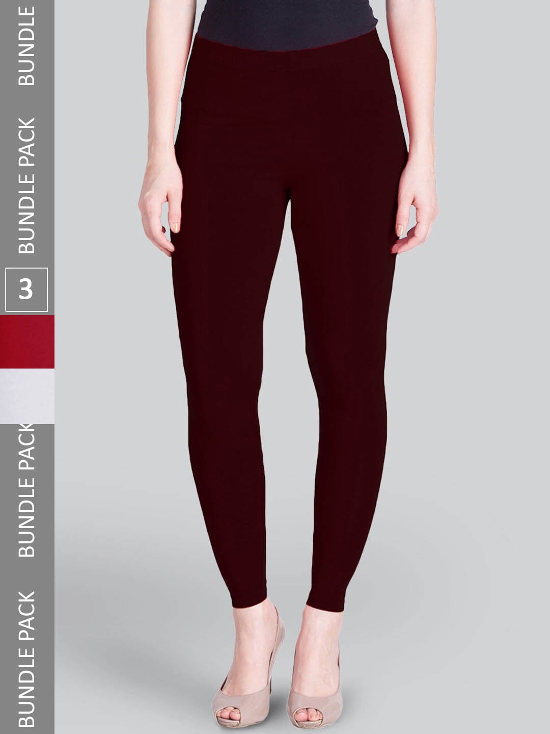 

LYRA Pack Of 3 Ankle-Length Leggings, Red