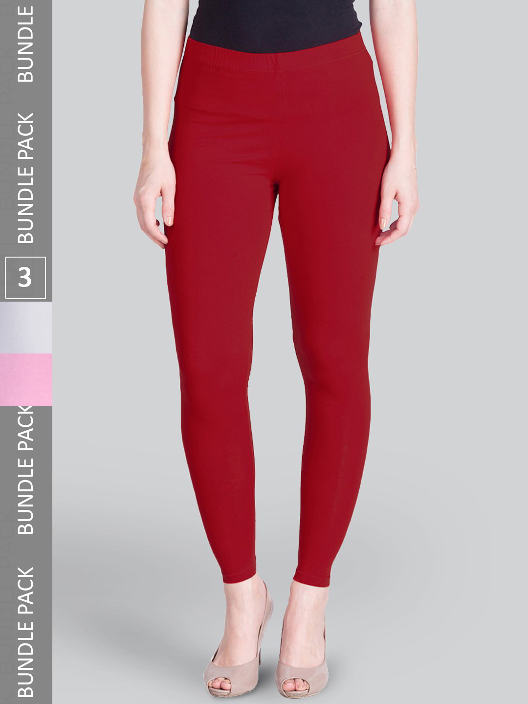 

LYRA Pack Of 3 Ankle-Length Leggings, Pink