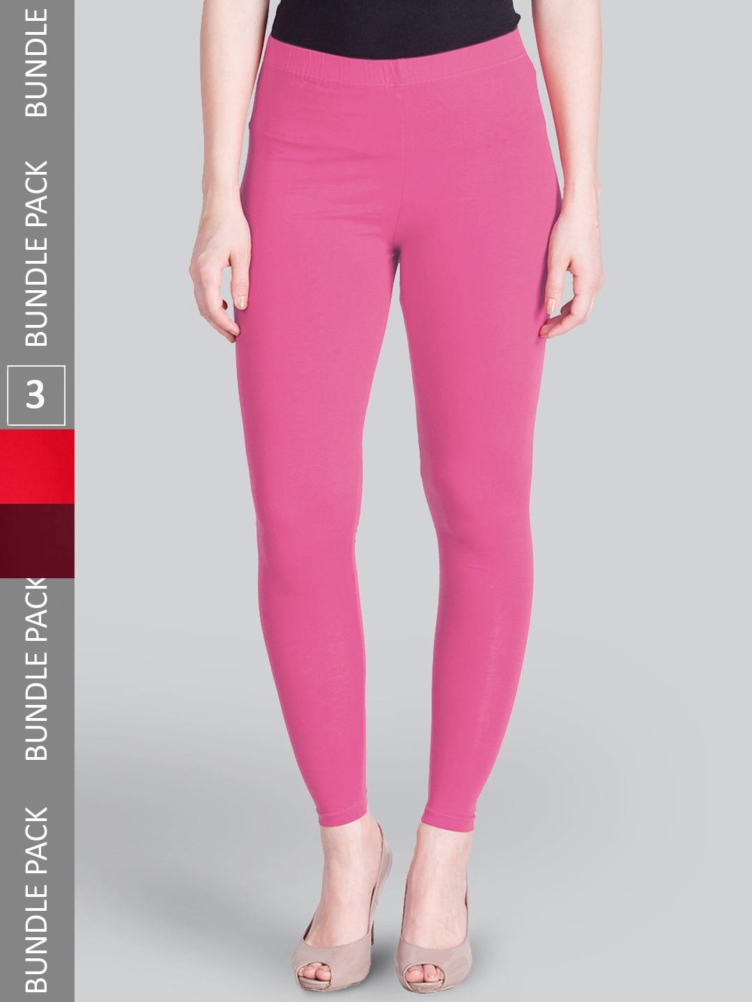 

LYRA Pack Of 3 Ankle-Length Leggings, Maroon