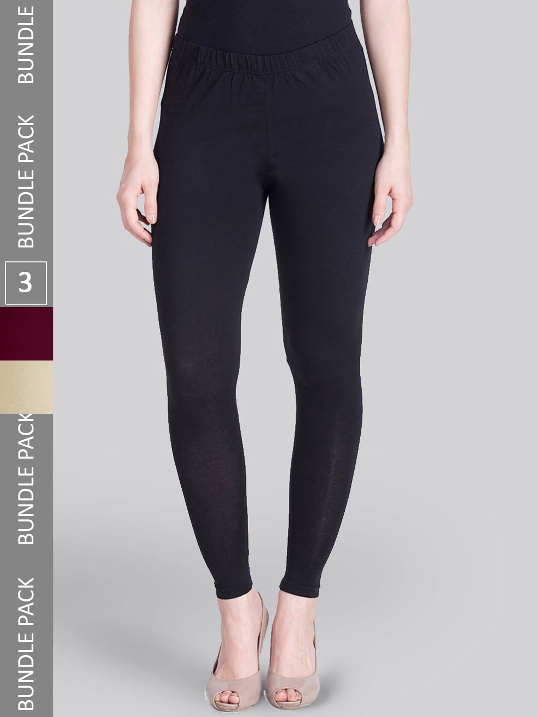 

LYRA Pack Of 3 Ankle-Length Leggings, Burgundy