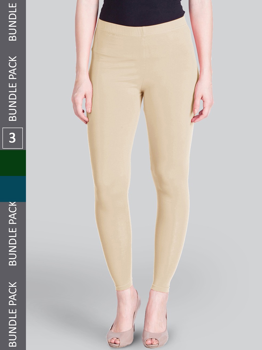 

LYRA Pack Of 3 Ankle-Length Leggings, Green