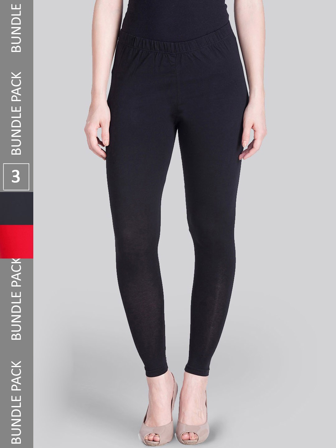 

LYRA Pack Of 3 Ankle-Length Leggings, Black