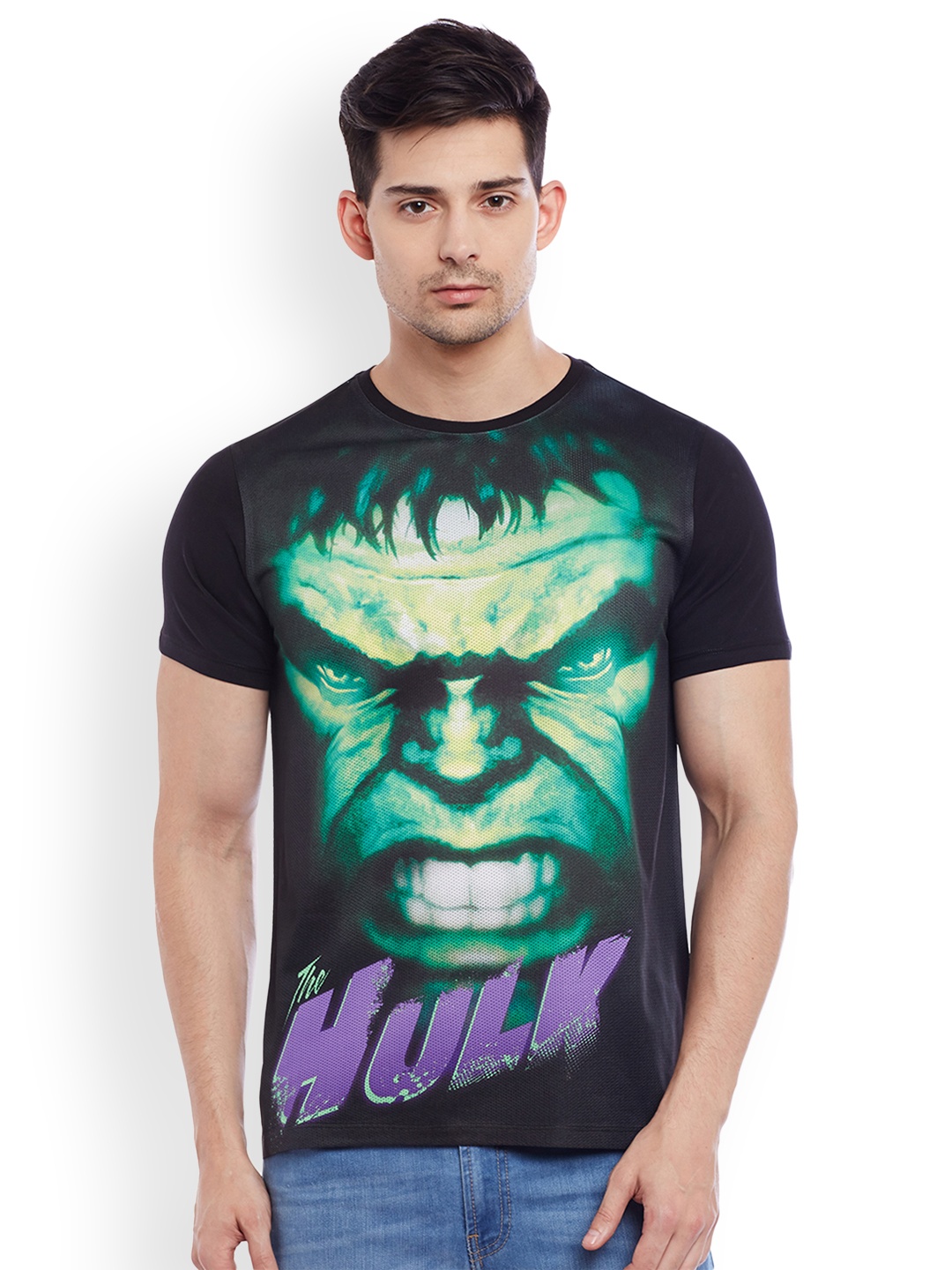 

Marvel by Wear Your Mind Men Black Printed Round Neck T-shirt