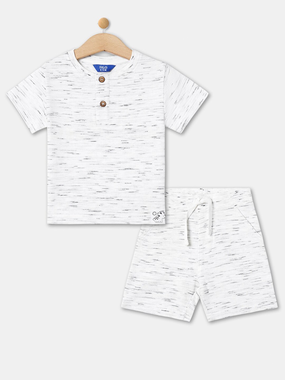 

R&B Boys Printed Pure Cotton T-shirt with Shorts, White