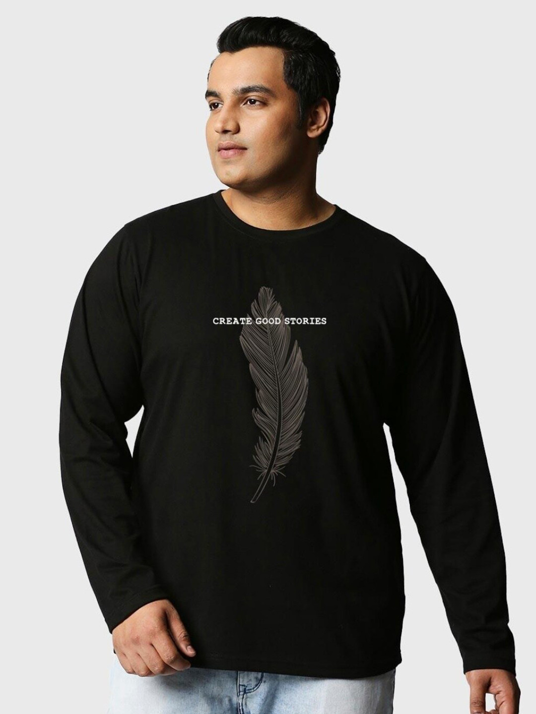 

Bewakoof Plus Plus Size Graphic Printed Cotton T-shirt, Black