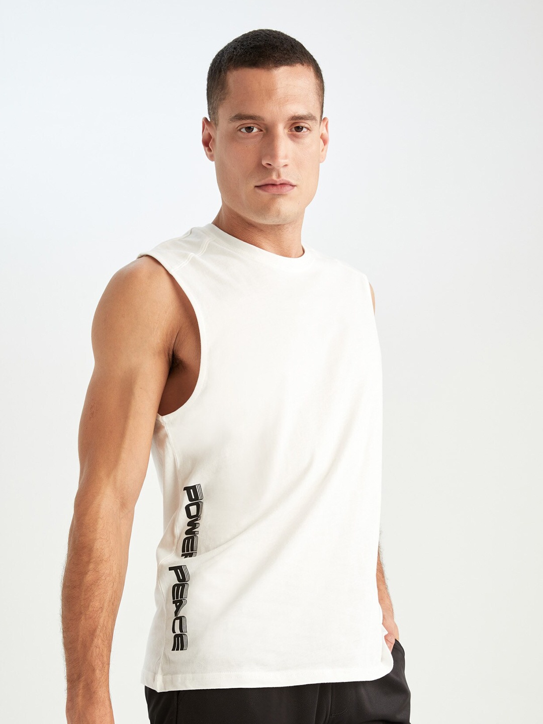 

DeFacto Typography Printed Pure Cotton T-shirt, Off white