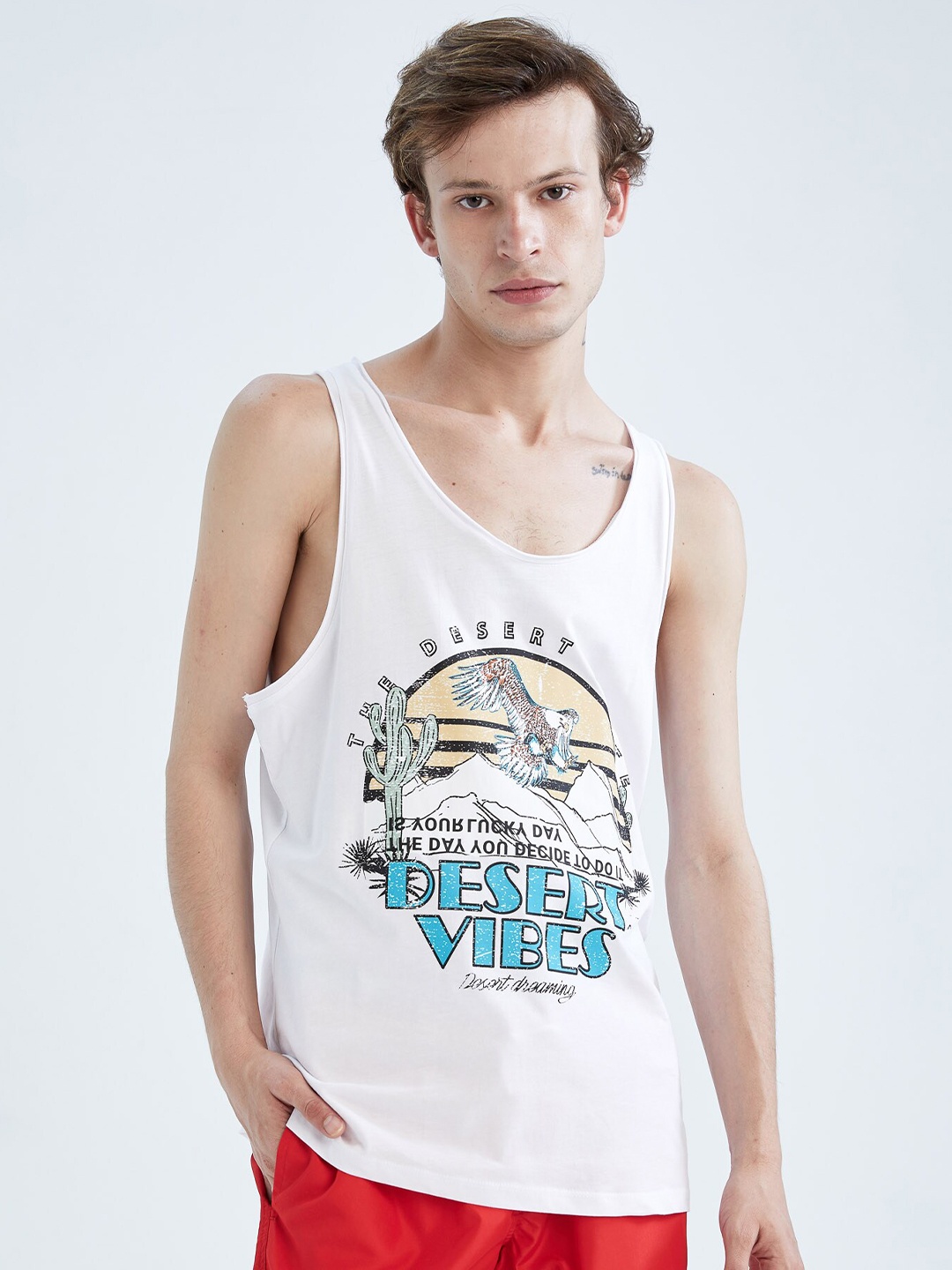 

DeFacto Typography Printed Pure cotton T-shirt, Off white