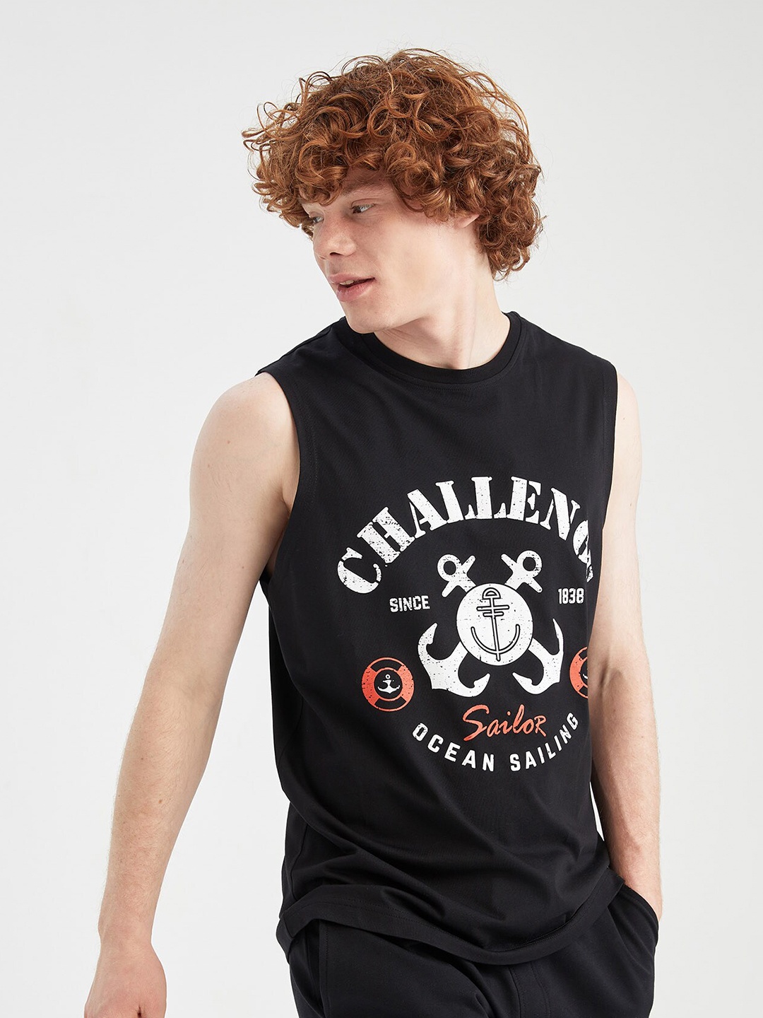 

DeFacto Typography Printed Pure Cotton T-shirt, Black