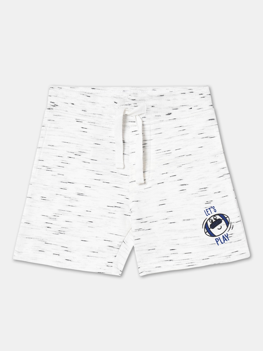 

R&B Boys Printed Mid-Rise Cotton Shorts, White