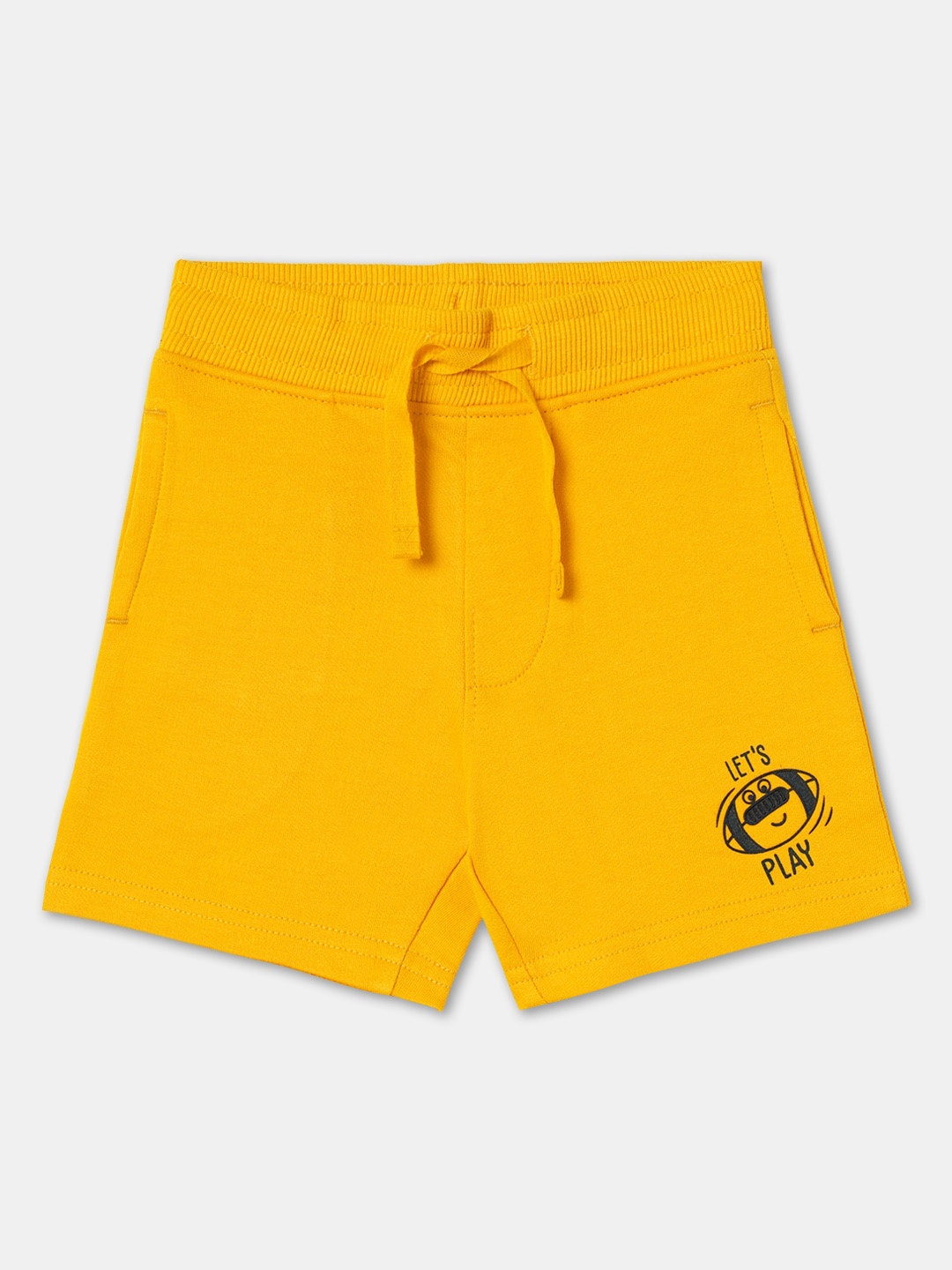 

R&B Boys Mid-Rise Cotton Shorts, Yellow