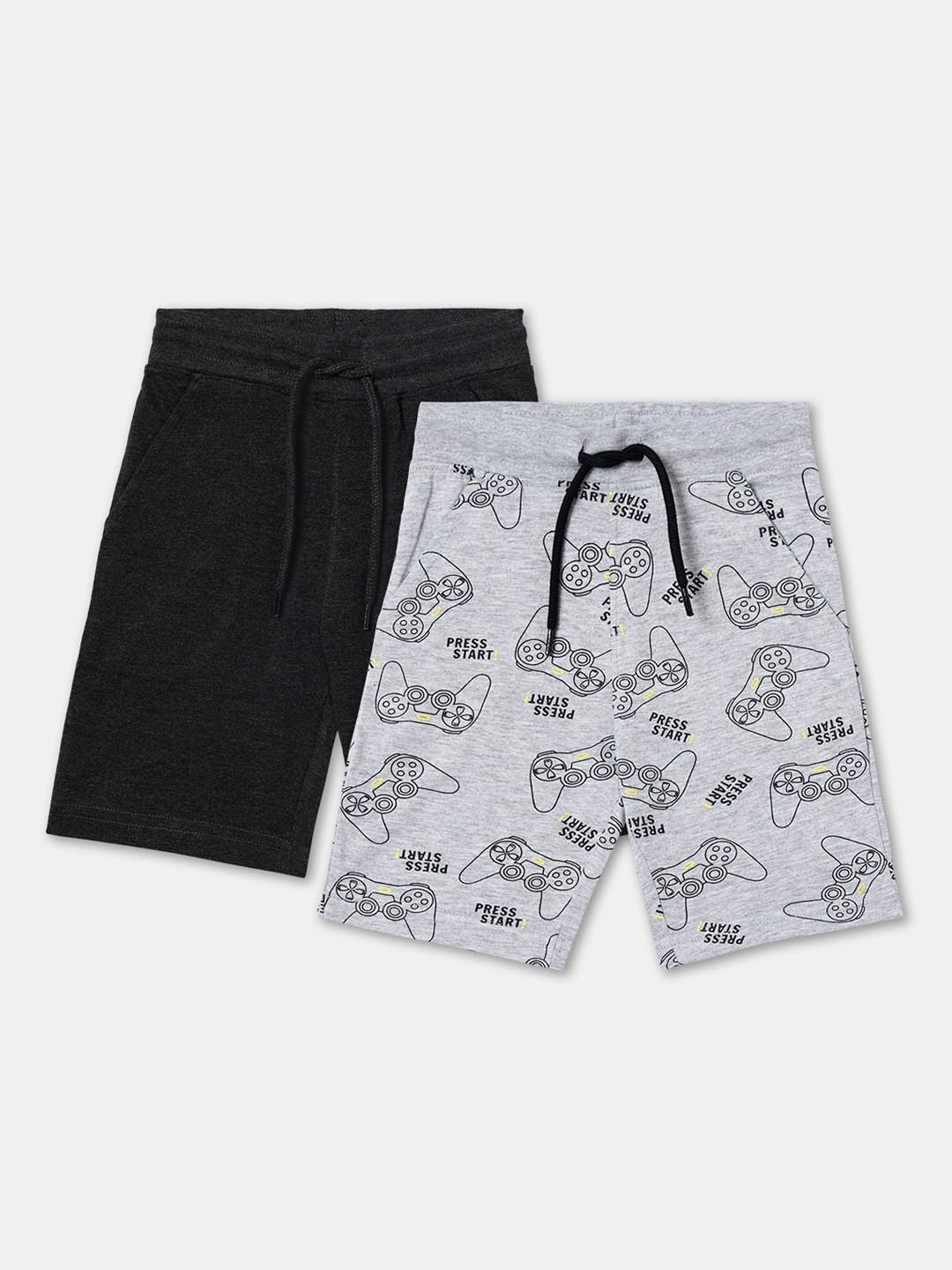 

R&B Boys Pack Of 2 Conversational Printed Shorts, Grey
