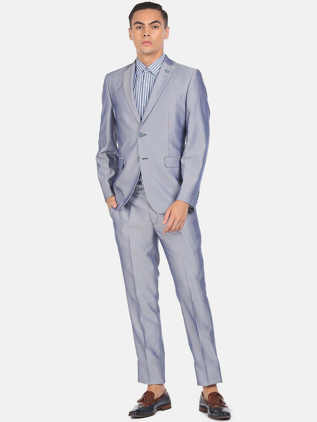 

Arrow Men Two-Piece Self-Design Single-Breasted Suit, Blue