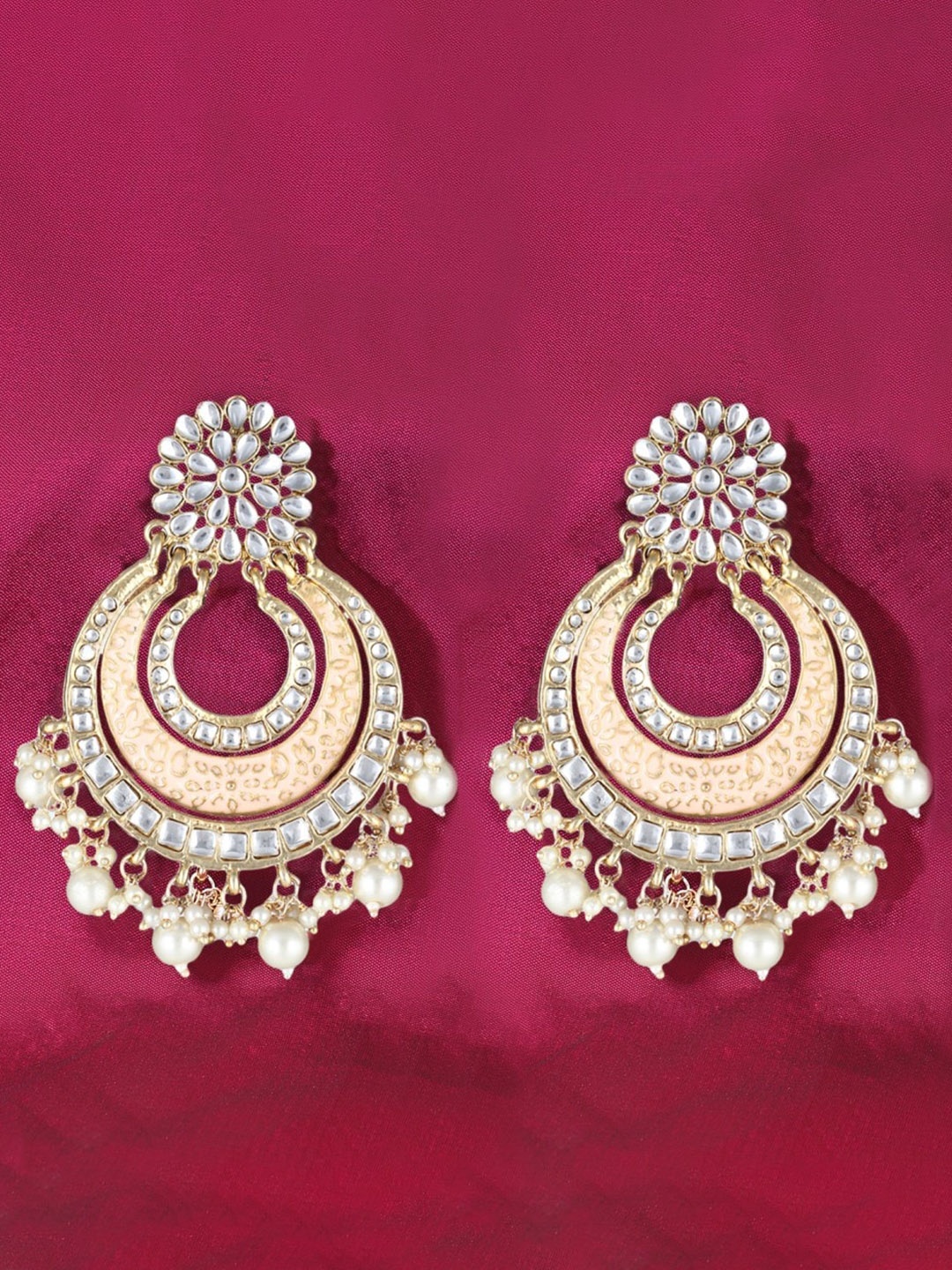 

Adwitiya Collection Gold-Plated Classic Chandbalis Earrings, Peach