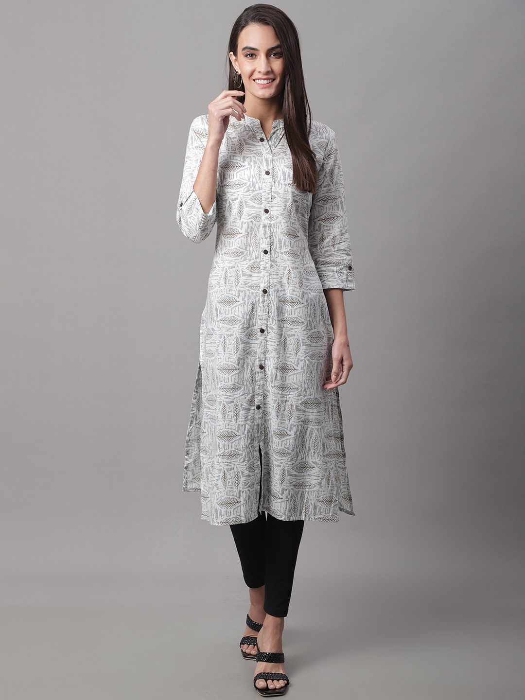 

FERANOID Quirky Printed Pure Cotton Kurta, White