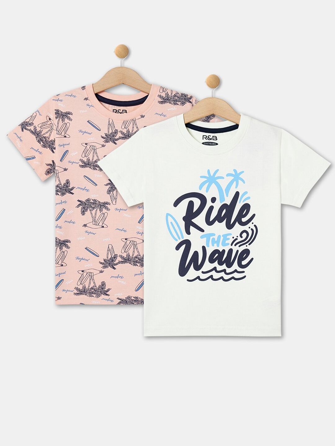 

R&B Boys Pack Of 2 Printed Tropical T-shirt, White