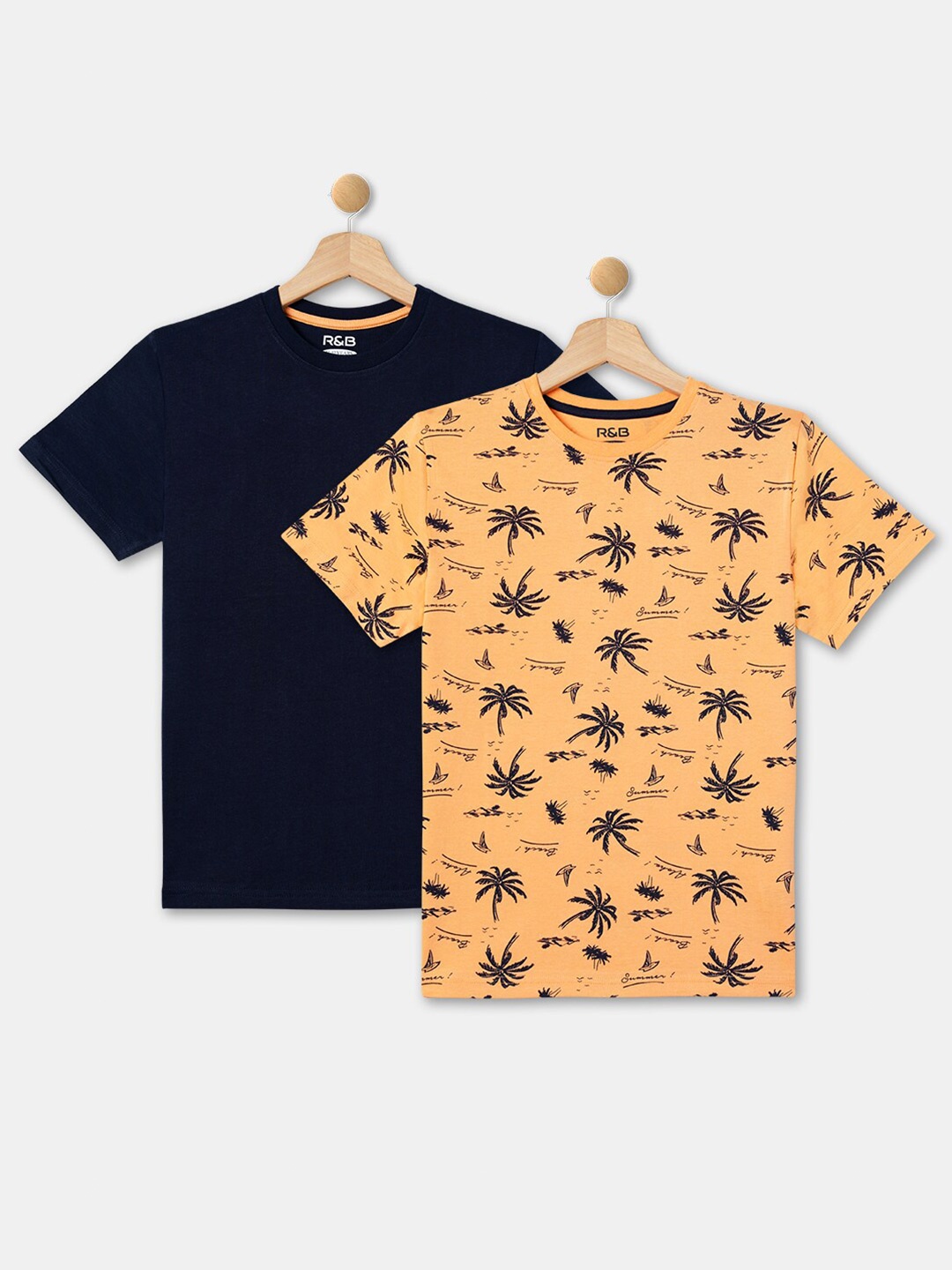 

R&B Boys Pack Of 2 Printed Tropical T-shirt, Beige