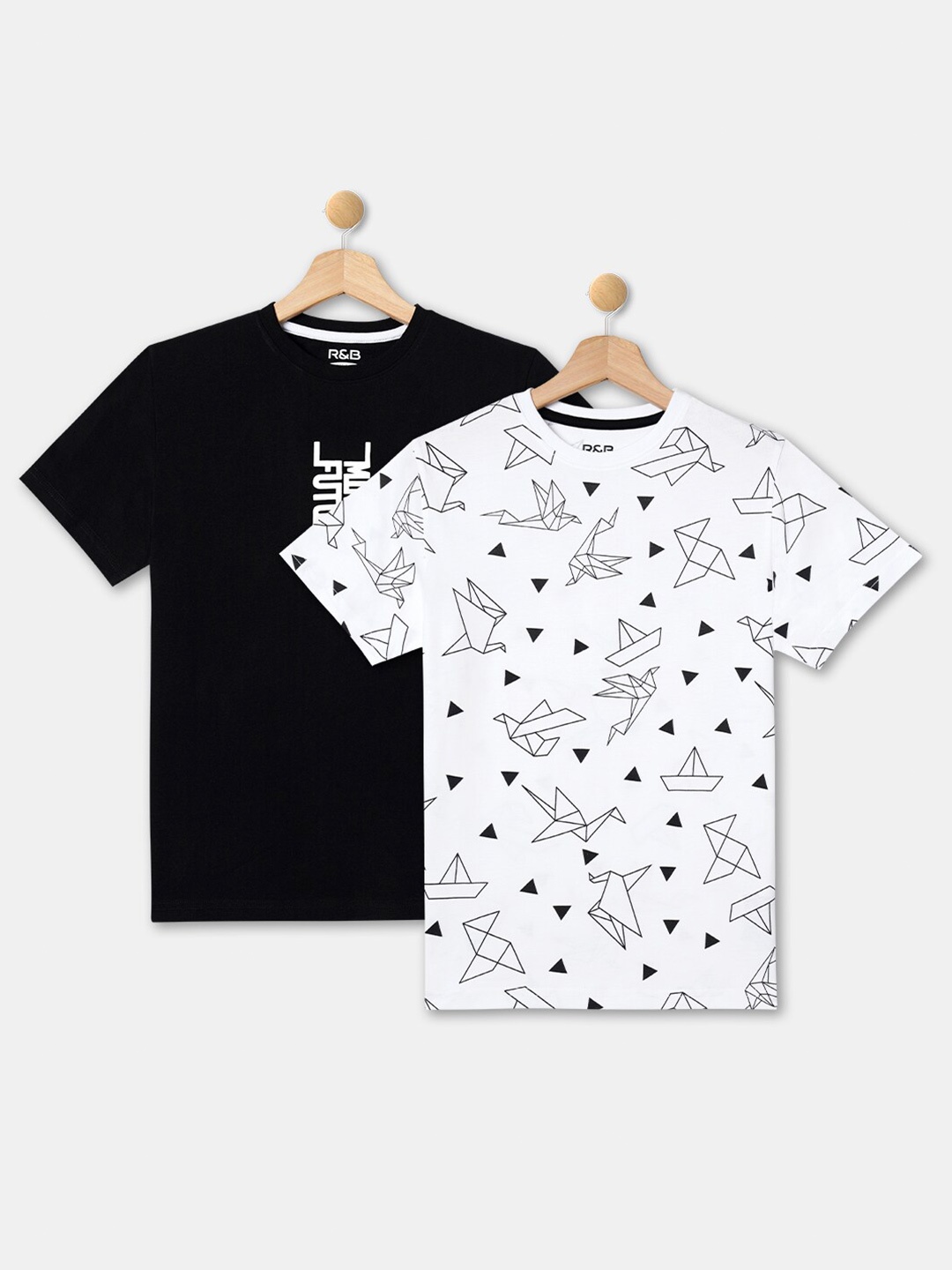 

R&B Pack of 2 Boys Printed T-shirt, White