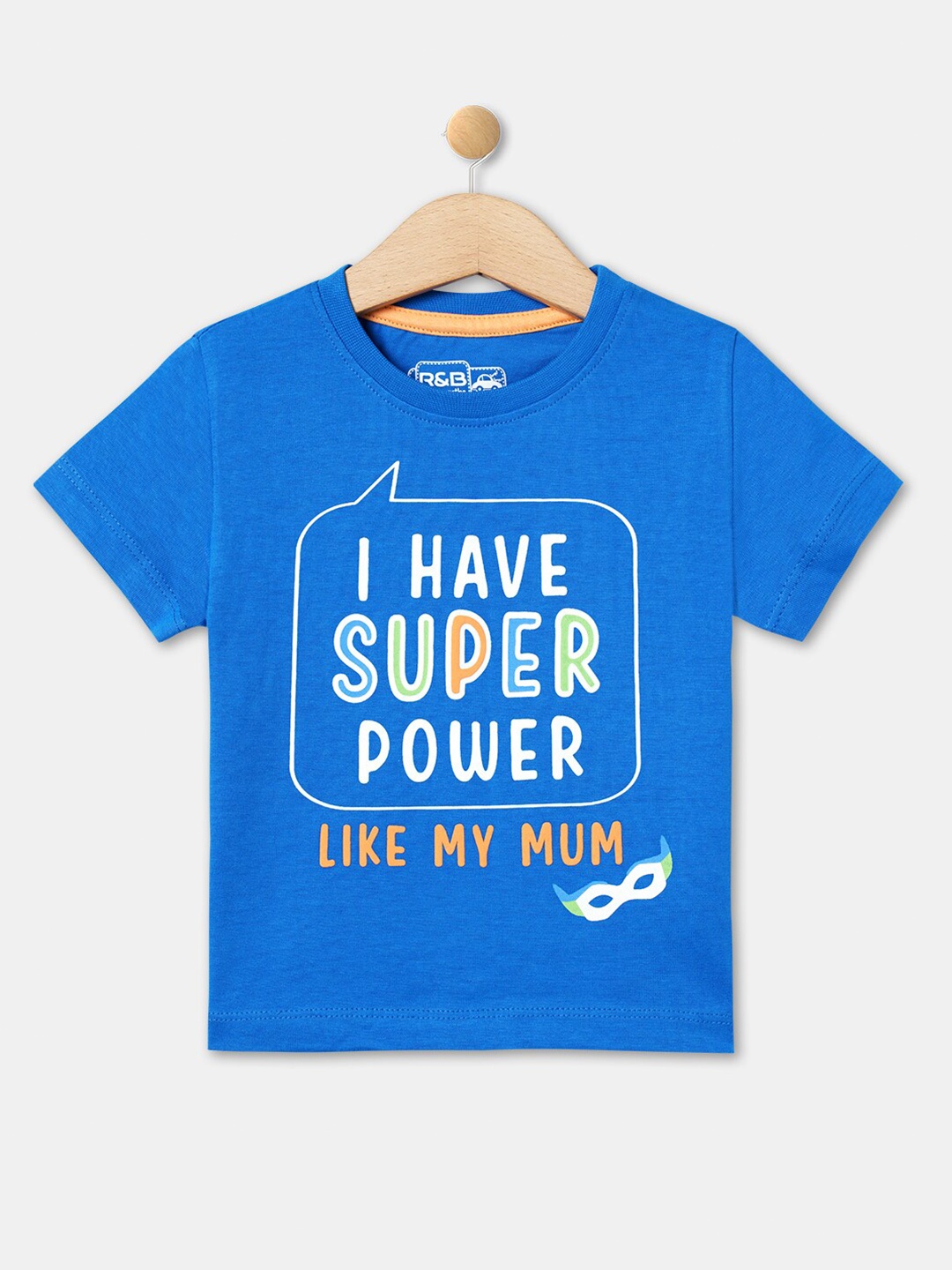 R&B Boys Typography Printed T-shirt, Blue