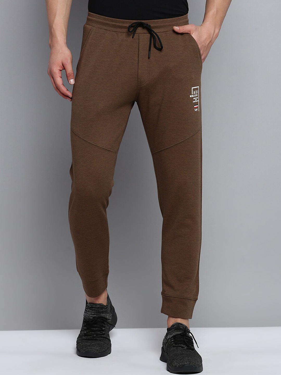 

SHOWOFF Men Self Design Cotton Joggers, Coffee brown