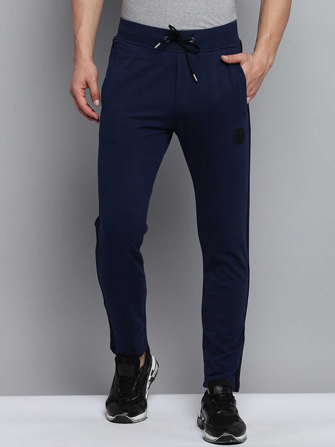 

SHOWOFF Relaxed Fit Regular Length Cotton Track Pants, Navy blue