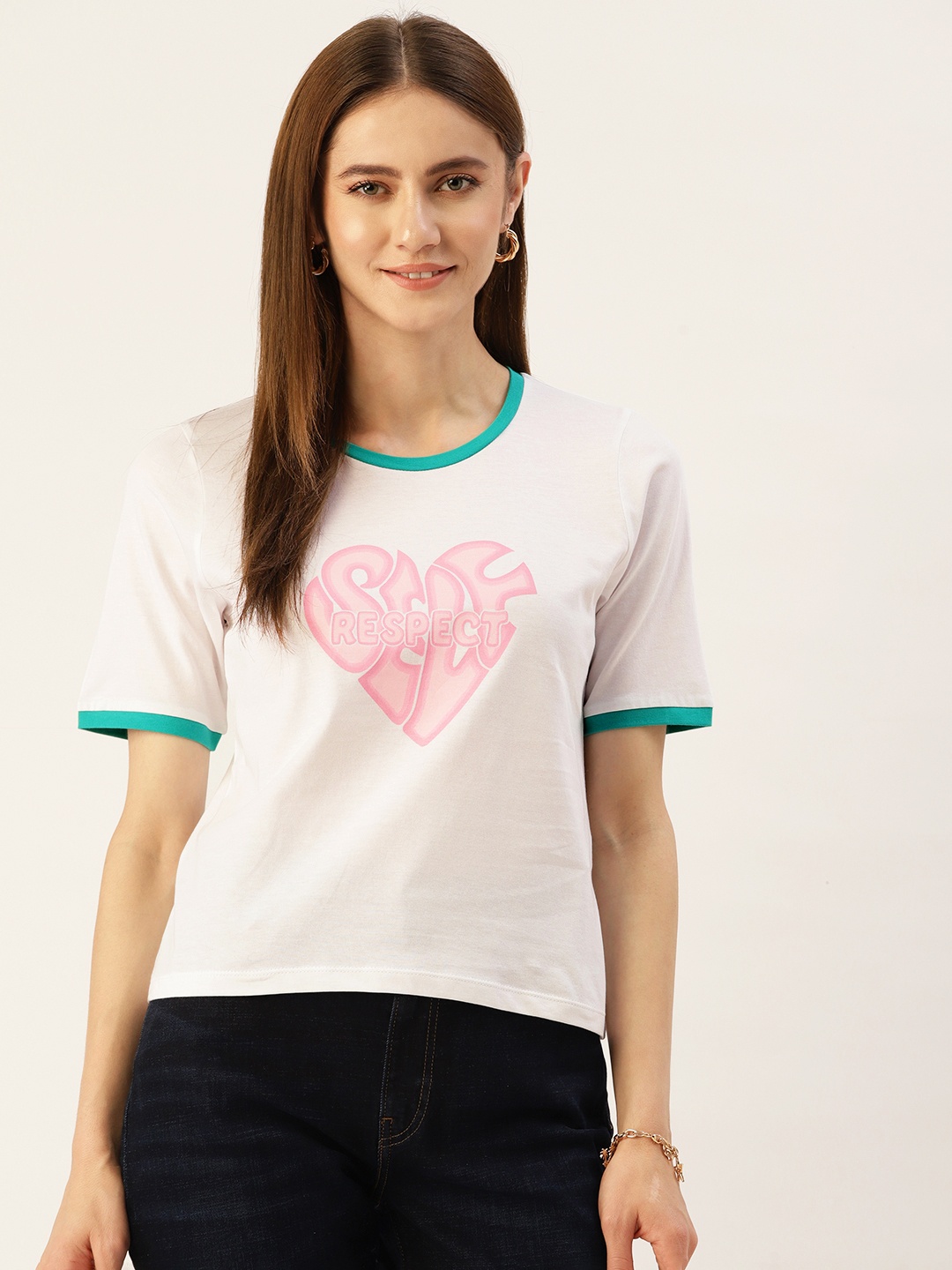 Madame Typography Printed Pure Cotton T-shirt, White