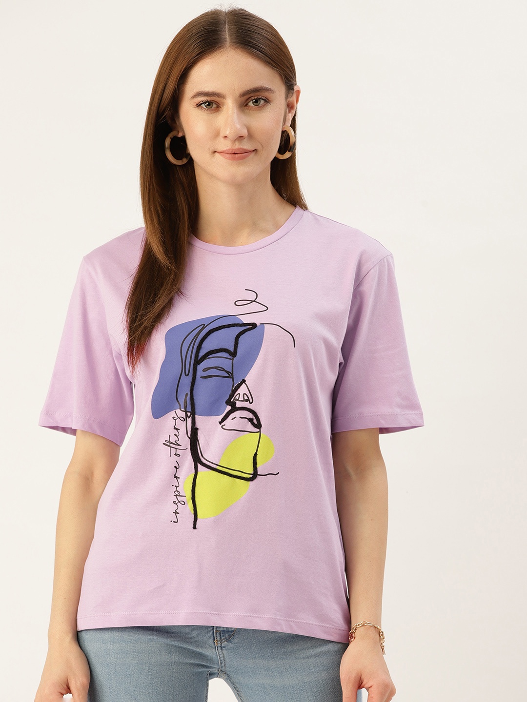 

Madame Graphic Printed Pure Cotton T-shirt, Lavender