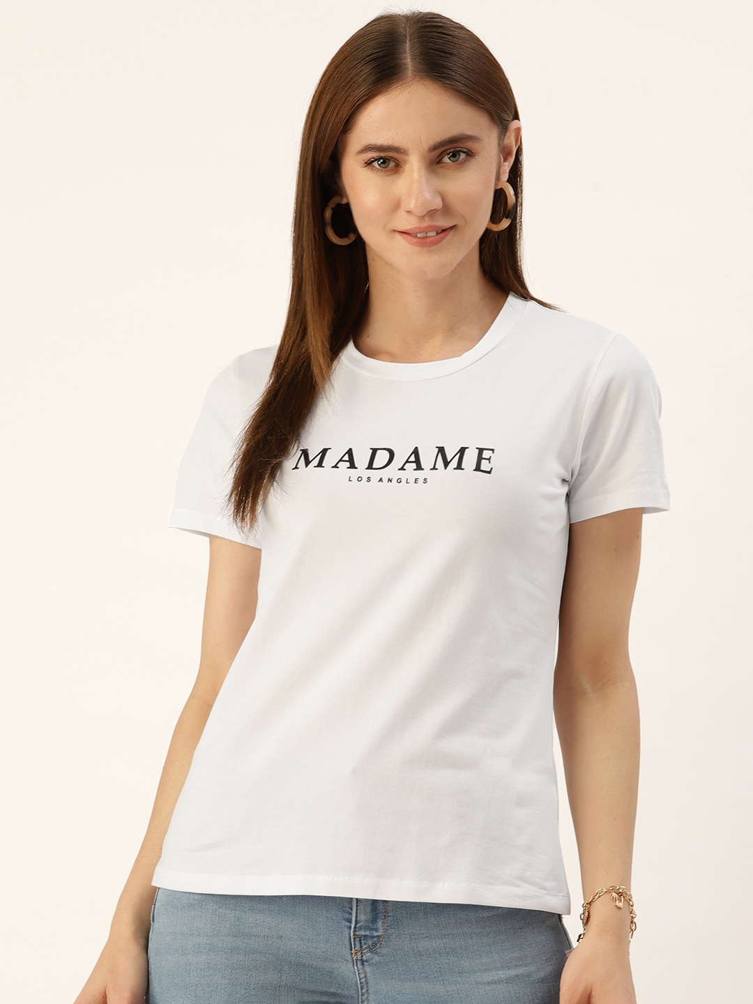 

Madame Brand Logo Printed Pure Cotton T-shirt, White