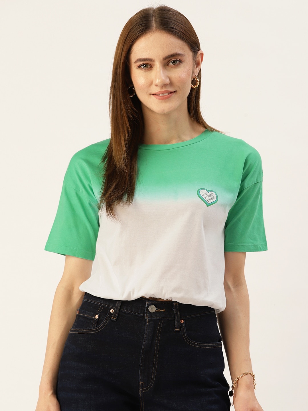 

Madame Tie-&-Dye Dyed Drop-Shoulder Pure Cotton T-shirt, Green