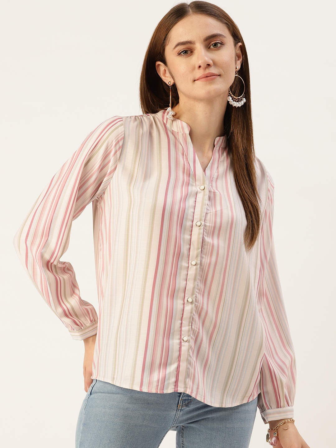 

Madame Striped Casual Shirt, Beige