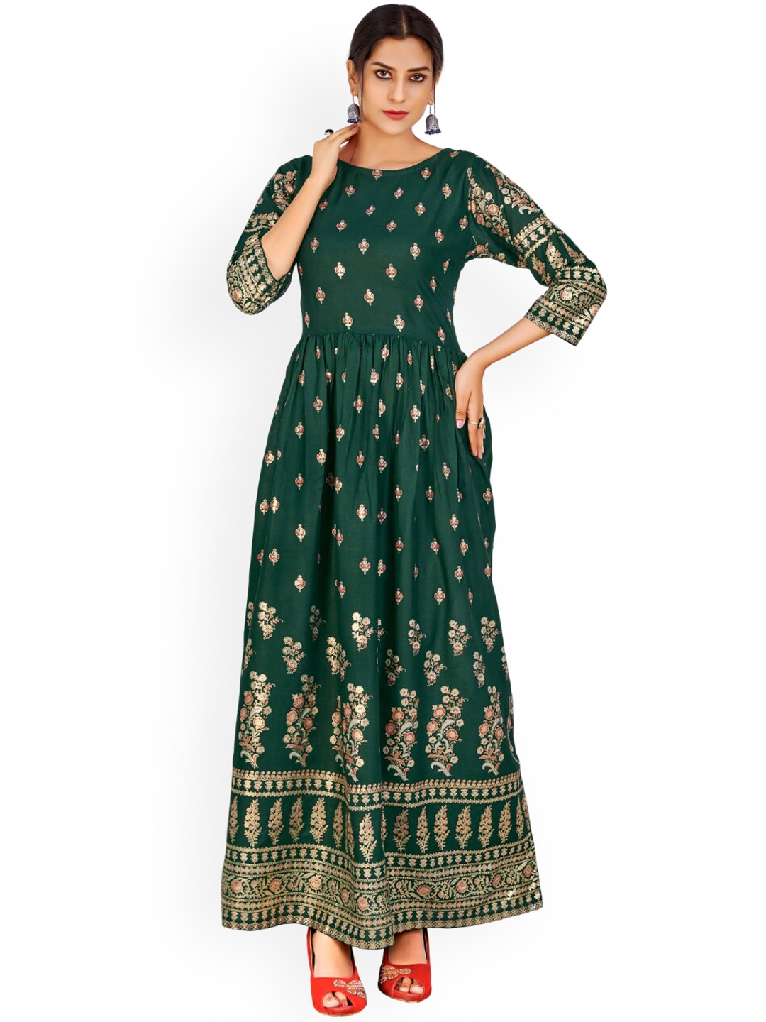 

Angroop Ethnic Motifs Printed Anarkali Kurta, Green