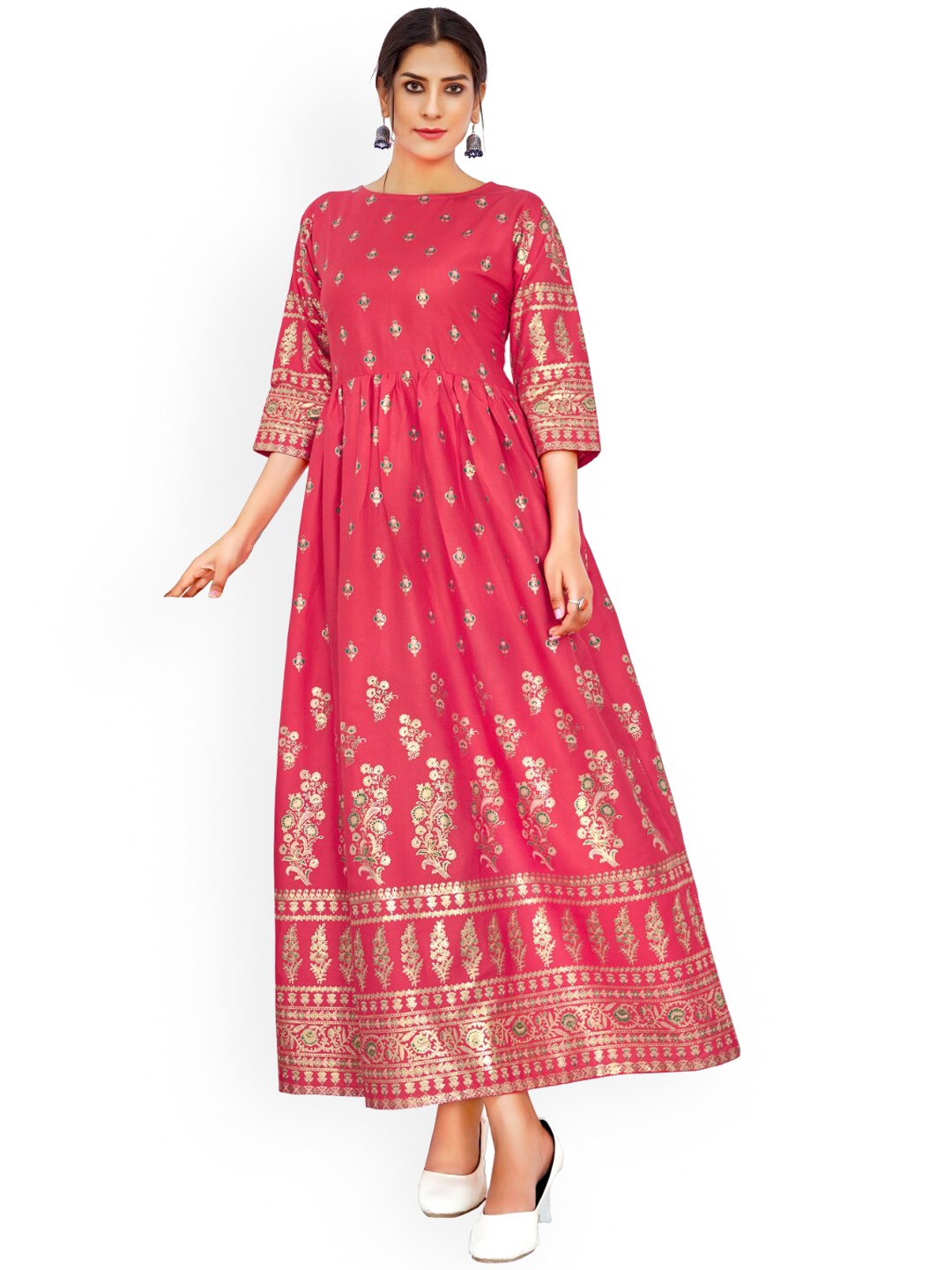 

Angroop Ethnic Motifs Printed Anarkali Kurta, Pink