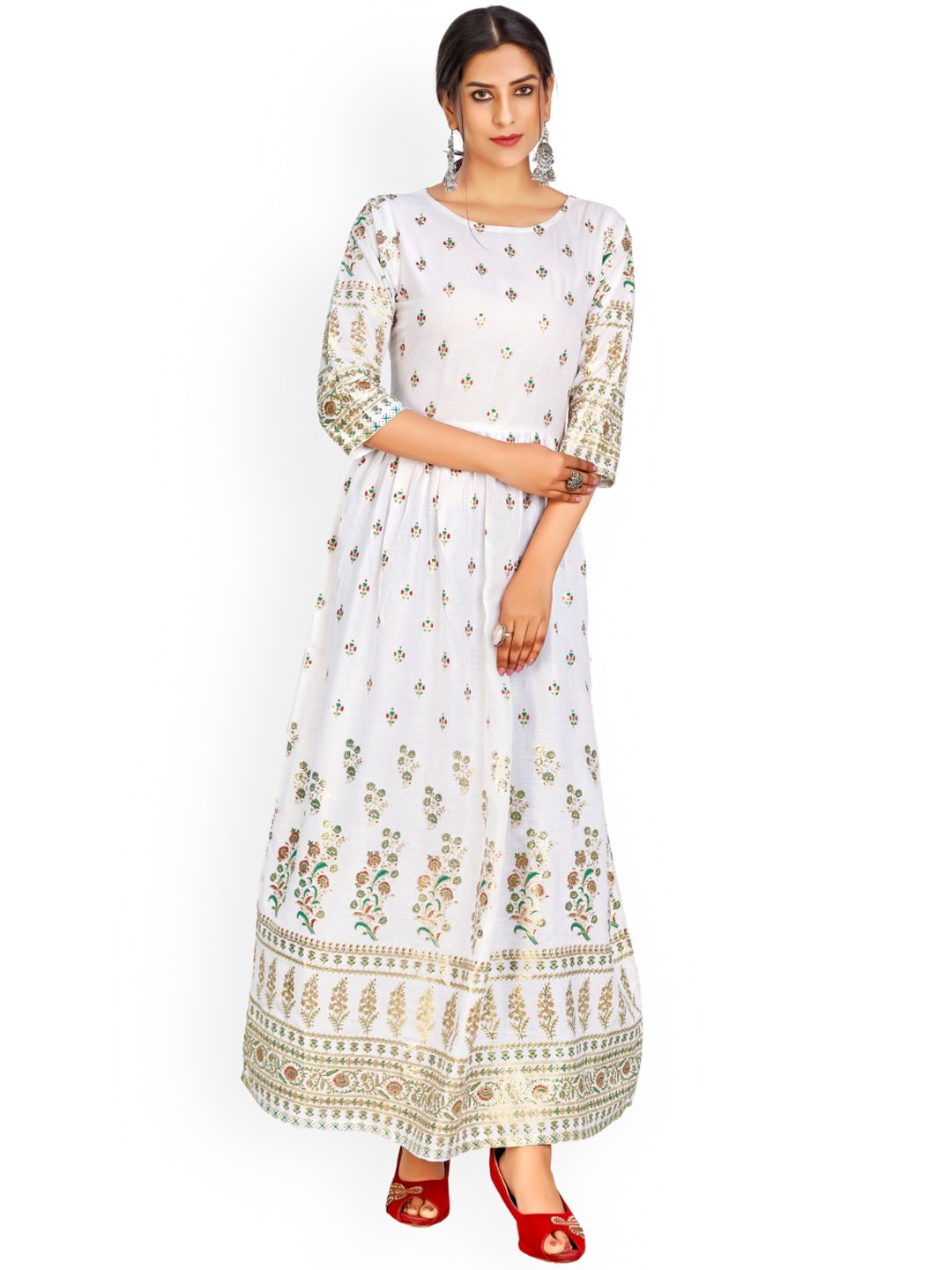 

Angroop Floral Printed Anarkali Kurta, White
