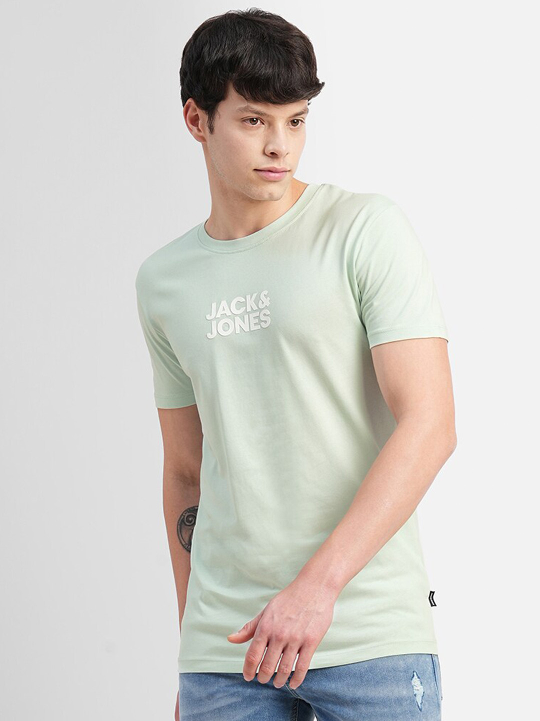 

Jack & Jones Typography Printed Slim Fit Cotton T-shirt, Green