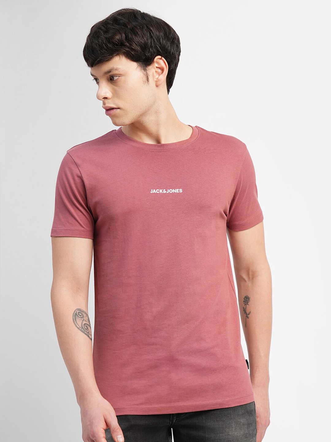 

Jack & Jones Typography Printed Slim Fit Cotton T-shirt, Mauve