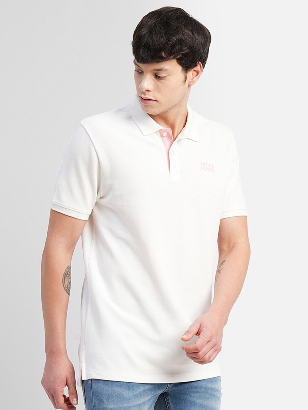 

Jack & Jones Polo Collar Slim Fit Cotton T-shirt, White