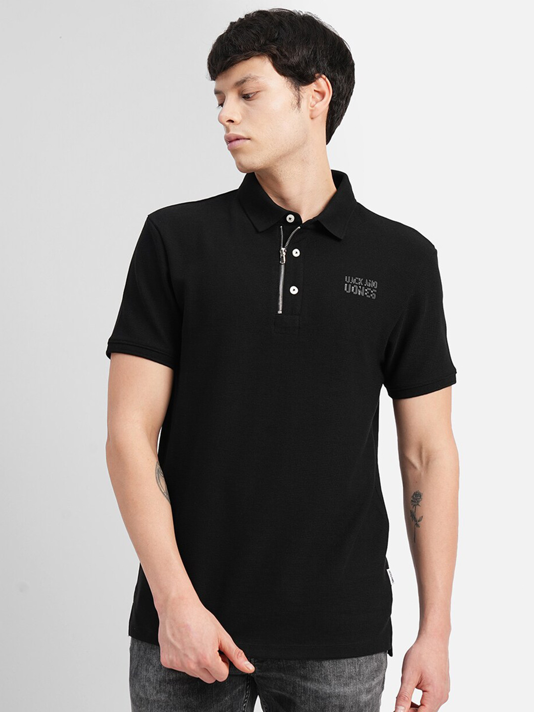 

Jack & Jones Polo Collar Slim Fit Cotton T-shirt, Black