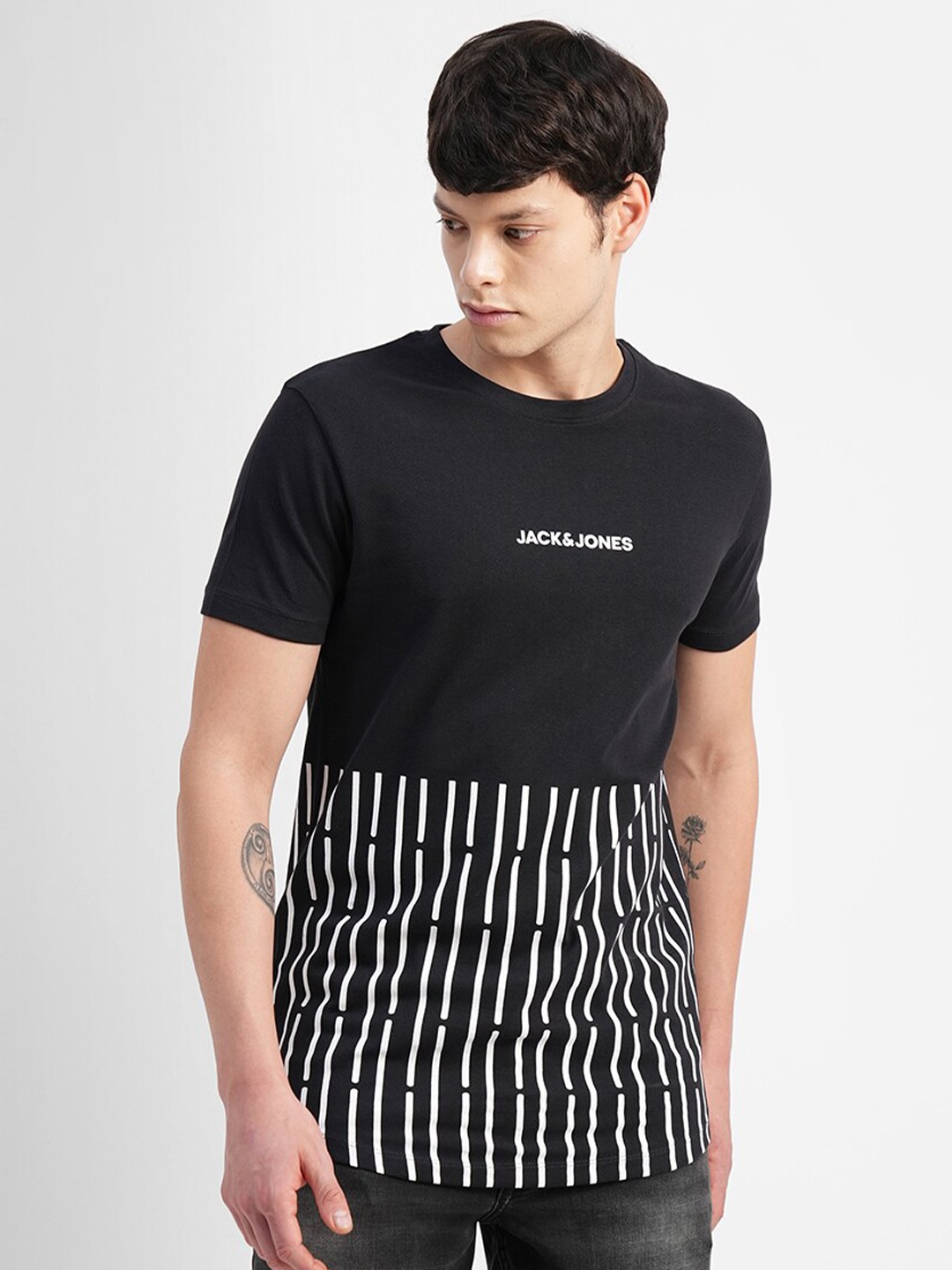 

Jack & Jones Graphic Printed Slim Fit Cotton T-shirt, Black