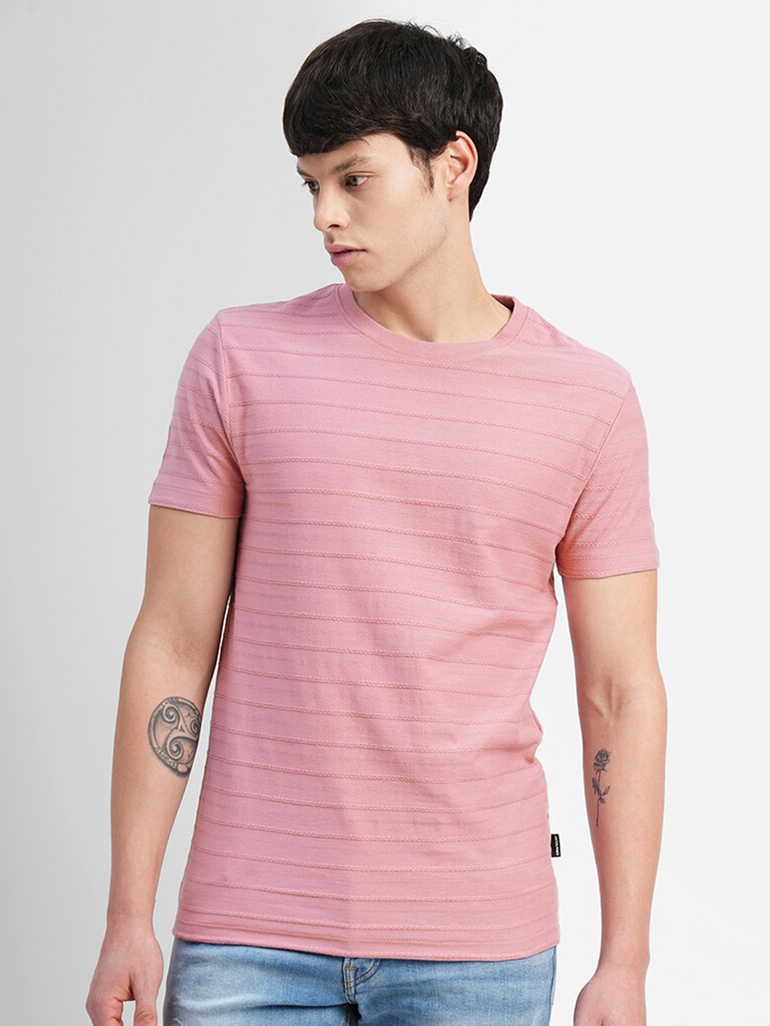 

Jack & Jones Striped Polo Collar Slim Fit Cotton T-shirt, Pink