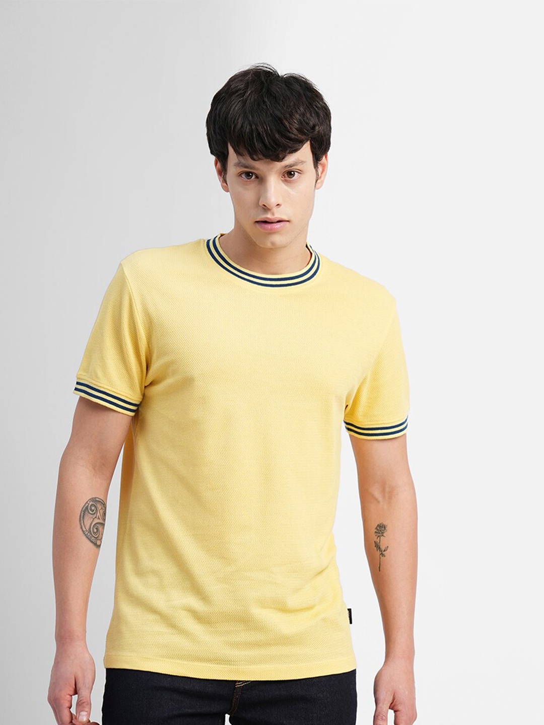 

Jack & Jones Round Neck Slim Fit Cotton T-shirt, Yellow