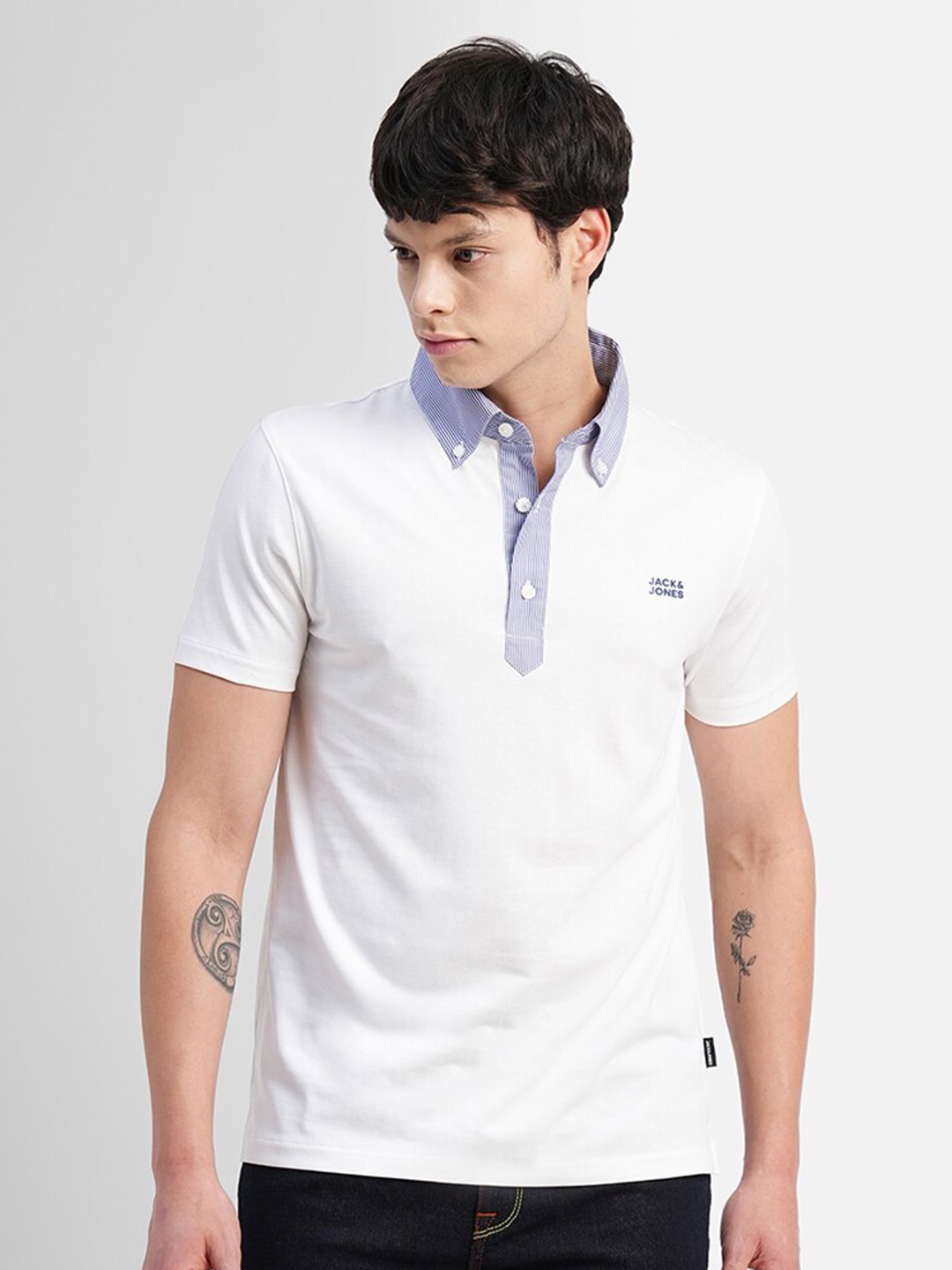 

Jack & Jones Polo Collar Slim Fit Cotton T-shirt, White