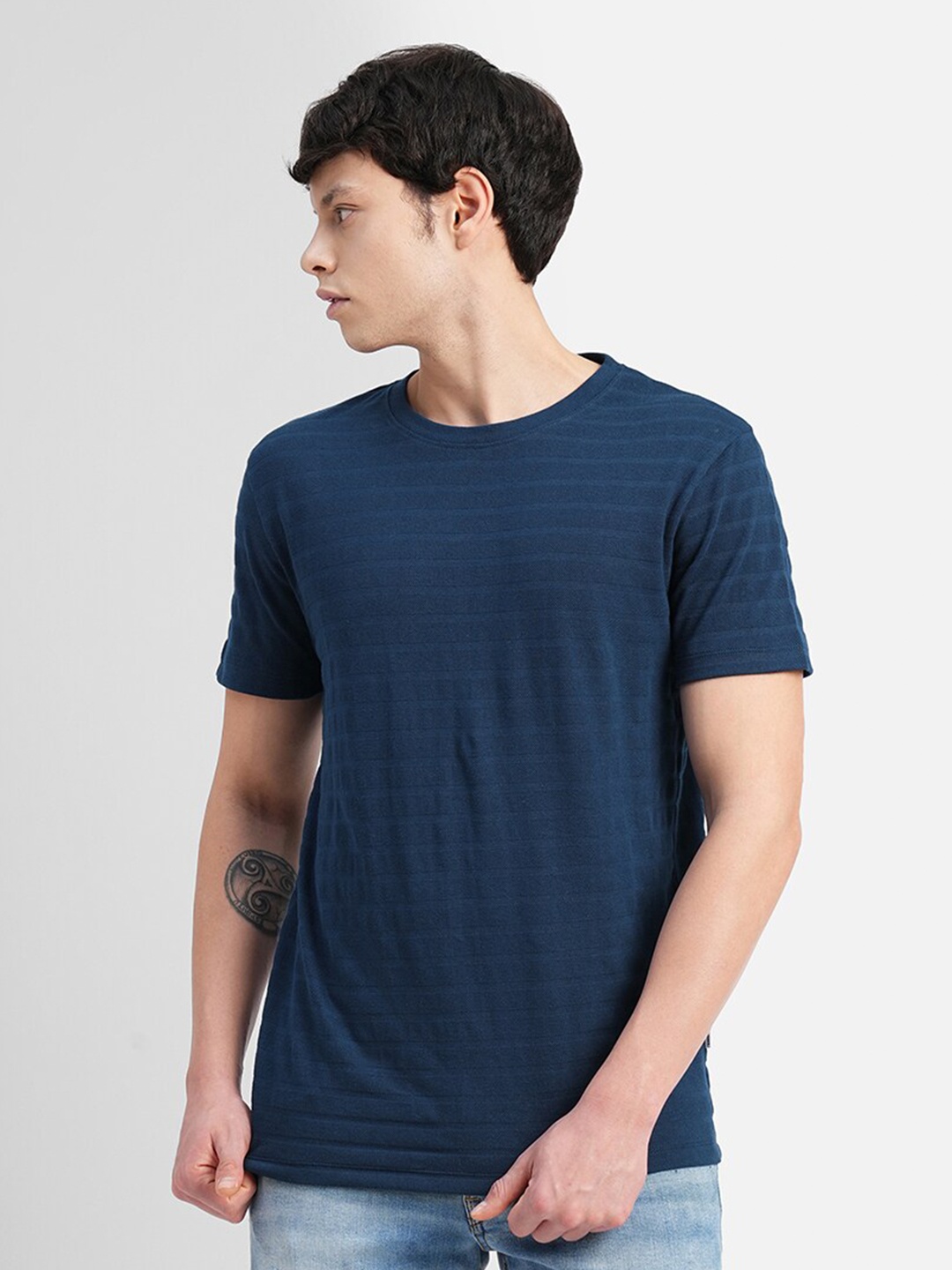 

Jack & Jones Round Neck Cotton Slim Fit T-shirt, Blue