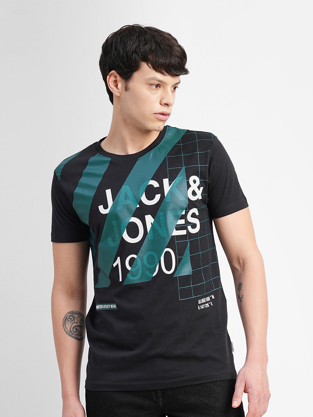 

Jack & Jones Typography Printed Slim Fit Cotton T-shirt, Black