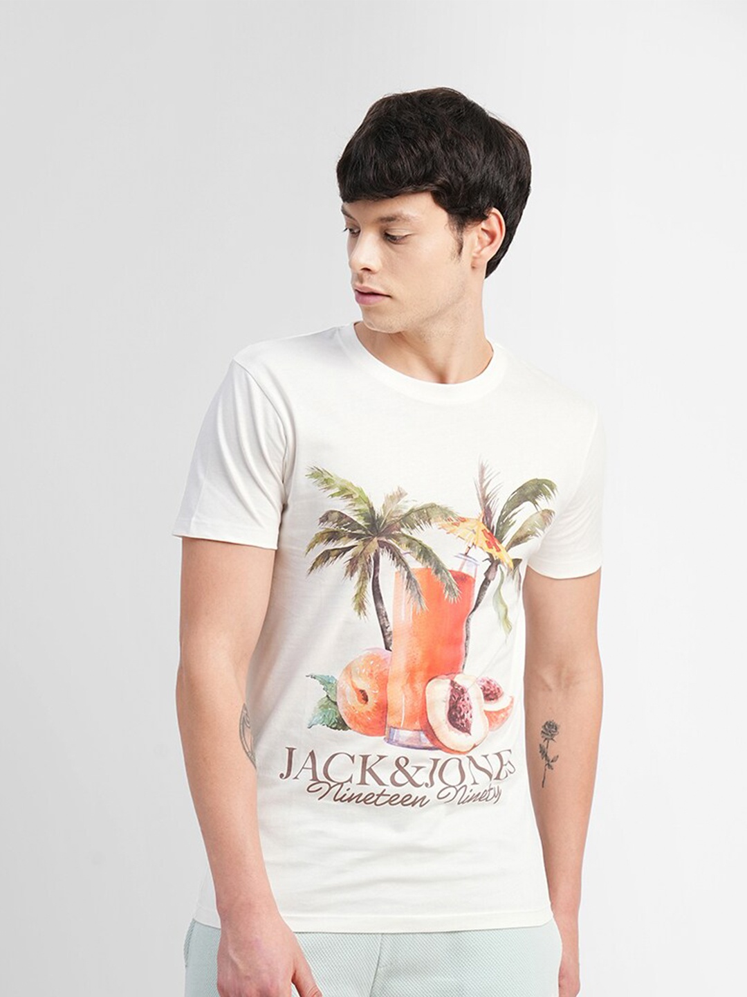 

Jack & Jones Graphic Printed Tropical Slim Fit T-shirt, White
