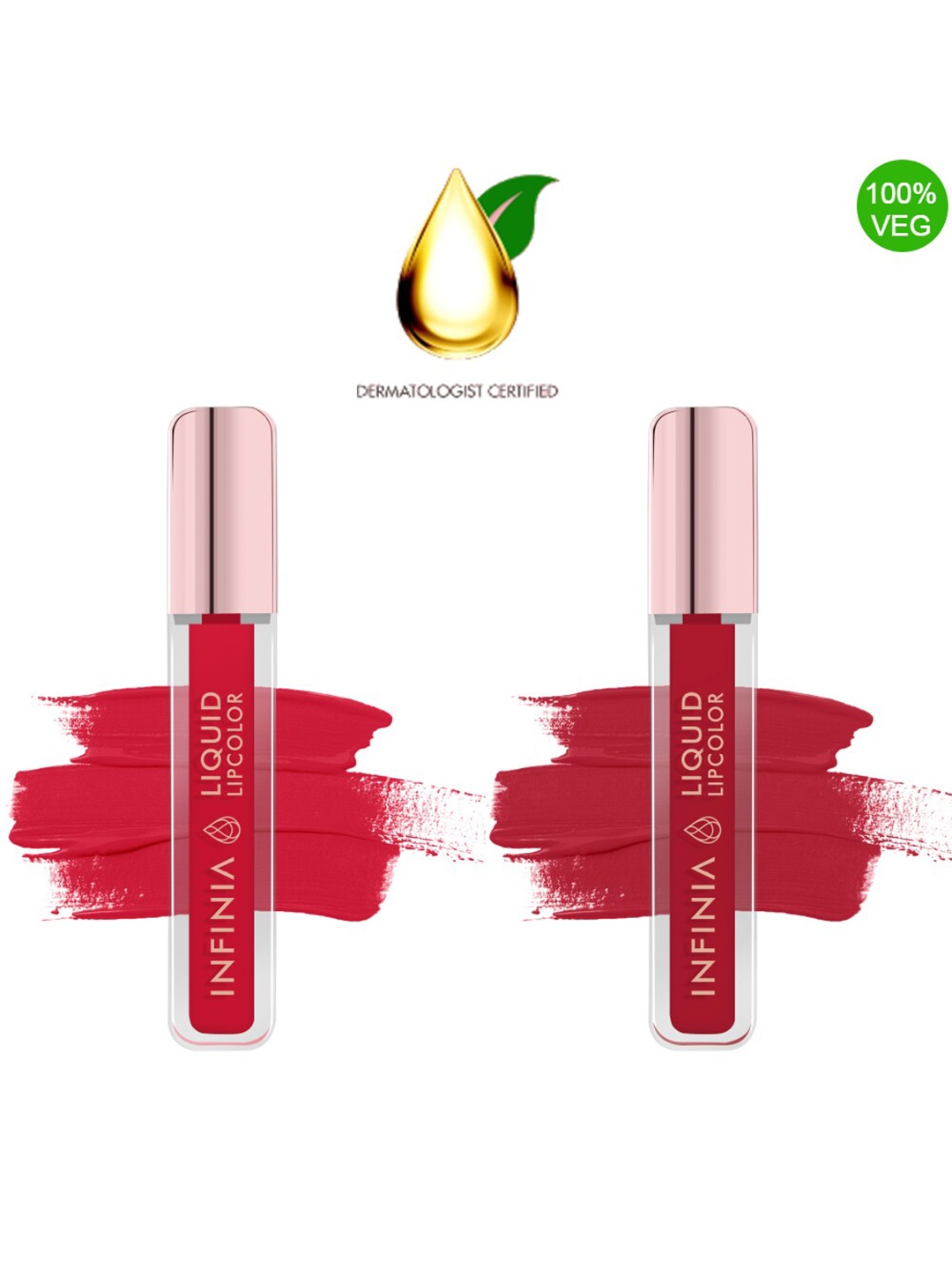 

INFINIA Set Of 2 Vitamin E Matte Liquid Lipcolor - Red M-21 & Maroon M-41