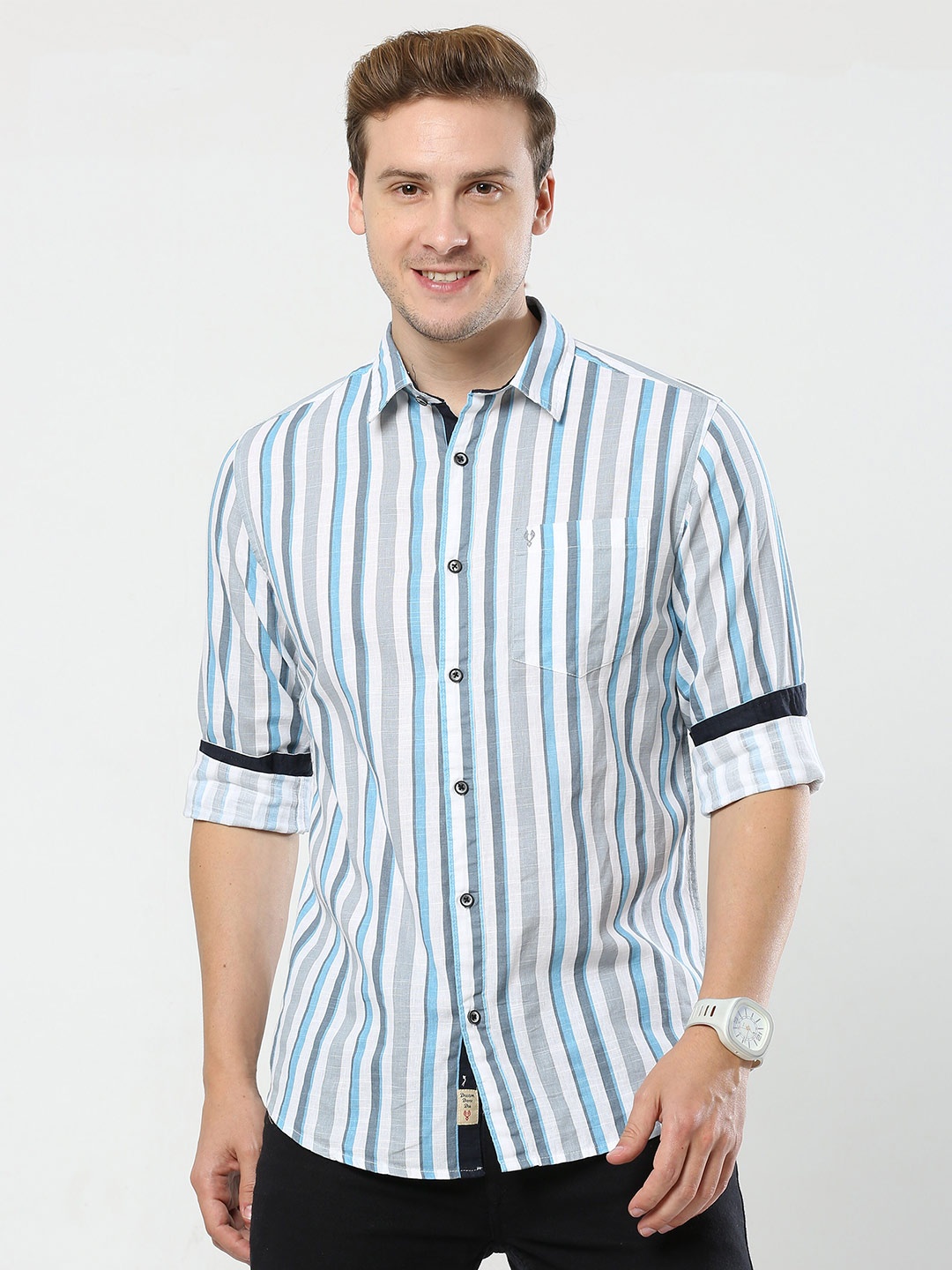 

VUDU Comfort Striped Casual Shirt, Blue