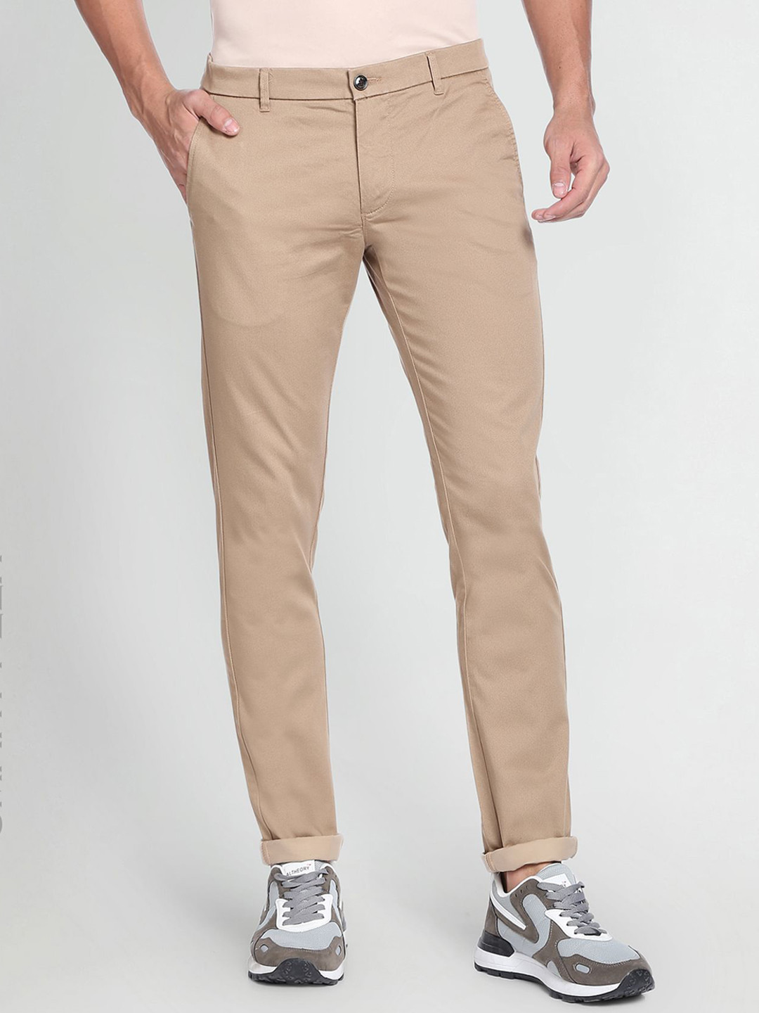 

Arrow Sport Men Skinny Fit Low-Rise Cotton Chinos, Brown