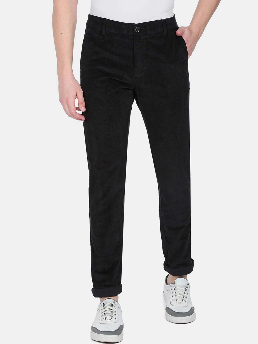 

Arrow Sport Men Slim Fit Textured Low-Rise Cotton Trousers, Black