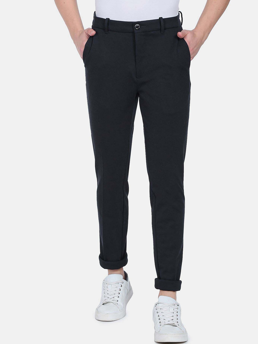 

Arrow Sport Men Skinny Fit Low-Rise Trousers, Navy blue