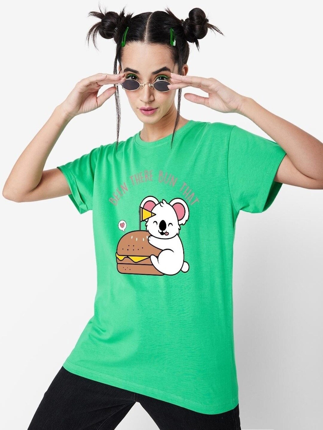 

Bewakoof Been There Graphic Printed Oversized T-shirt, Green