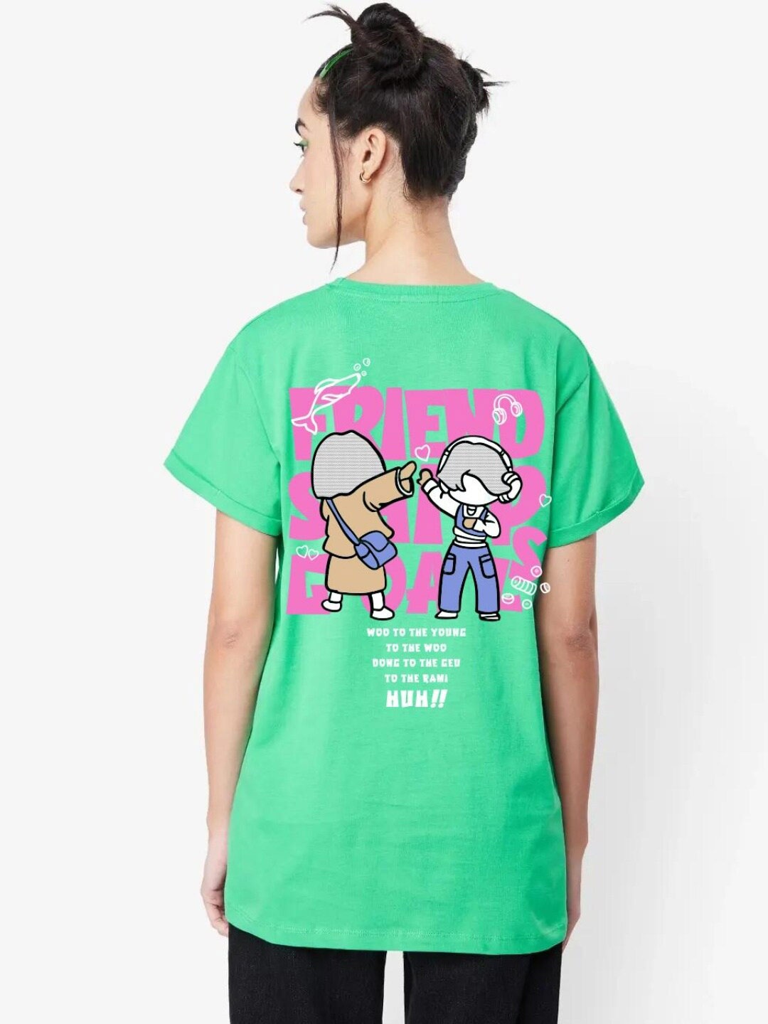 

Bewakoof Women Extraordinary Graphic Printed Boyfriend T-shirt, Green